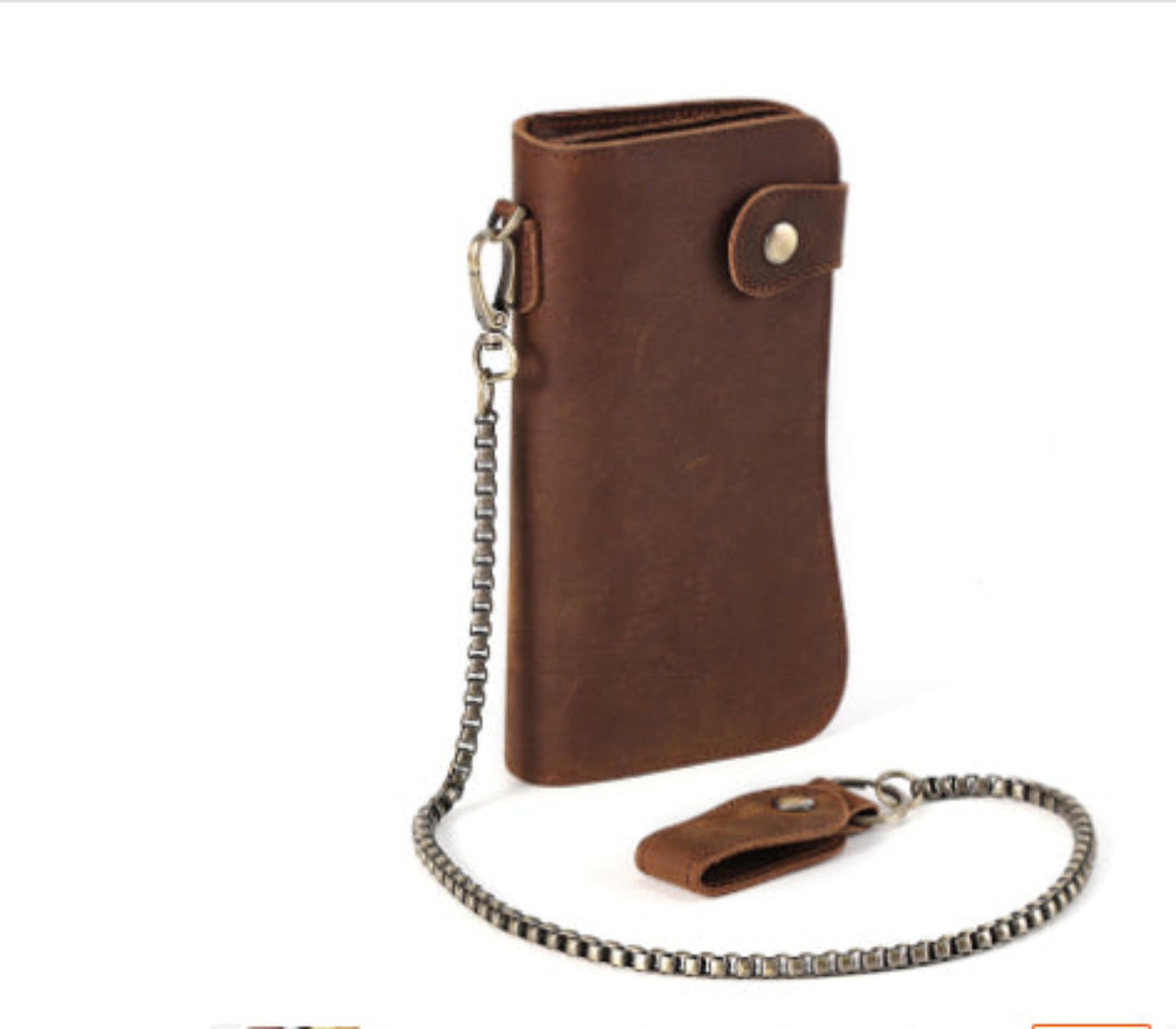 Men's RFID 2057 brown horse skin crazy horse leather retro bifold detachable wristlet wallet | Avenue