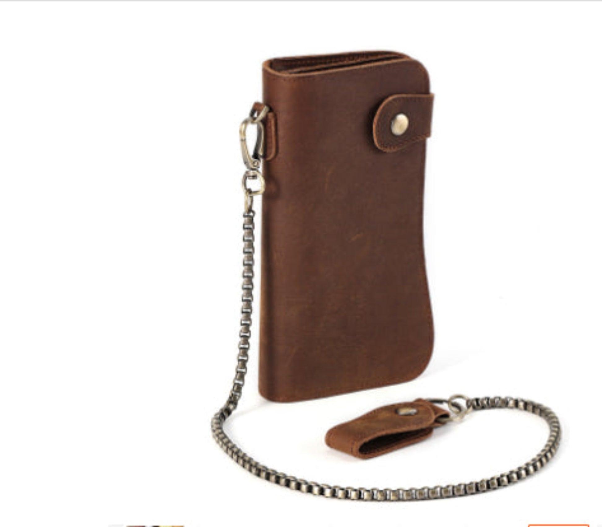 Men's RFID 2057 brown horse skin crazy horse leather retro bifold detachable wristlet wallet | Avenue