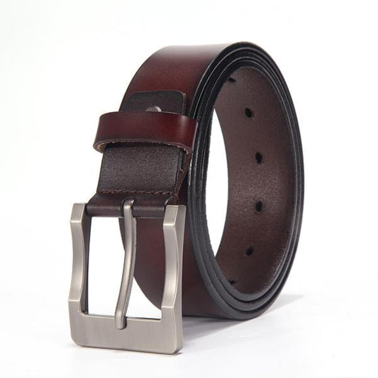 Avenue Men's Leather Belt with Open-Frame Pin Buckle in Coffee – 6 Buckle Styles