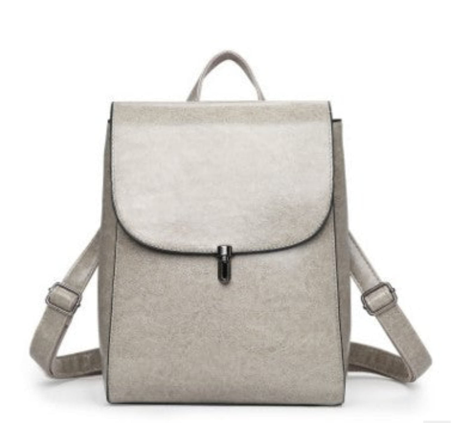 Women's PU Leather Flap Backpack in White – Flap Closure with Turn-Lock Clasp, Dual Adjustable Backpack Straps & Short Top Handle | Avenue
