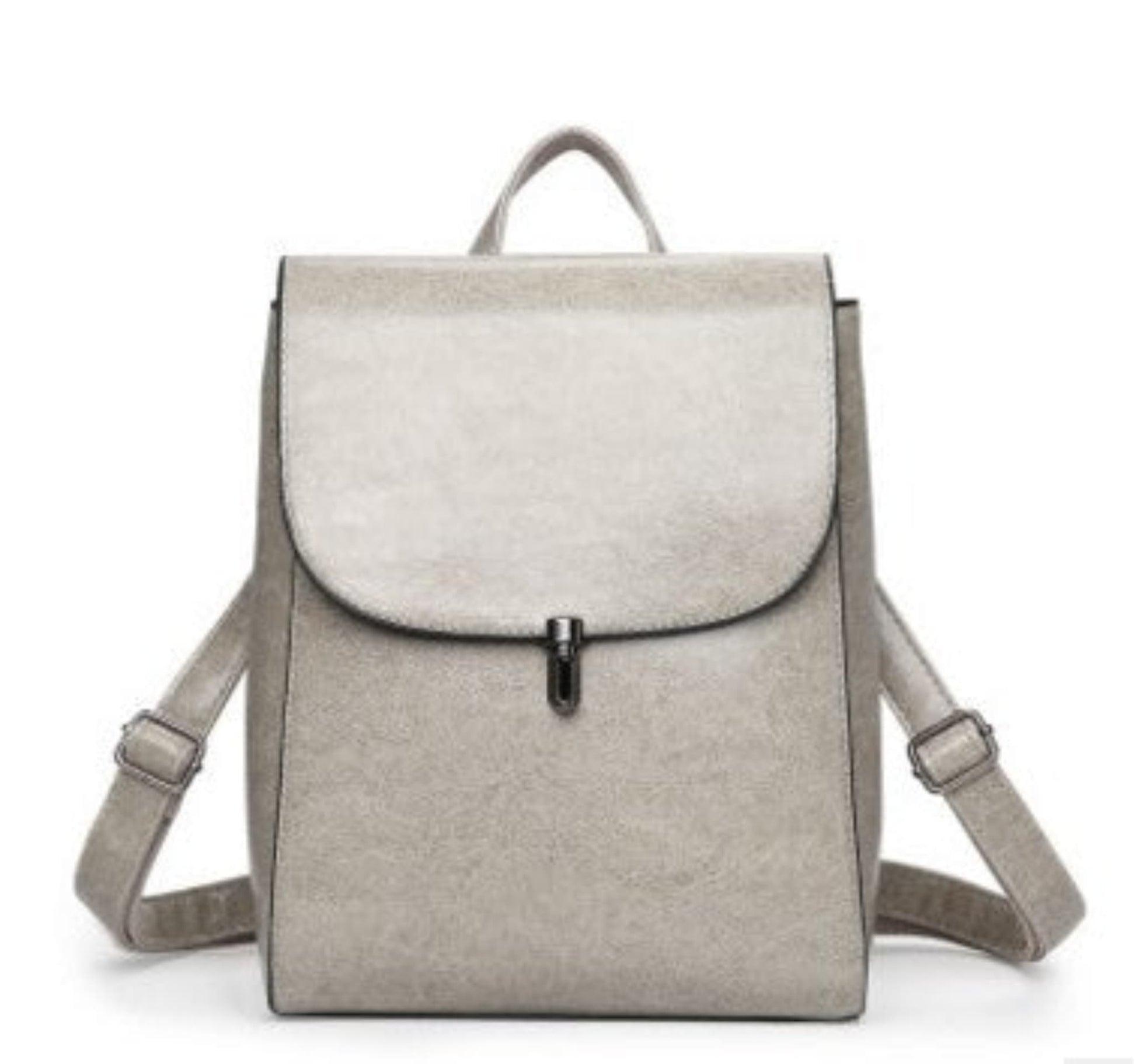 Women's PU Leather Flap Backpack in White – Flap Closure with Turn-Lock Clasp, Dual Adjustable Backpack Straps & Short Top Handle | Avenue