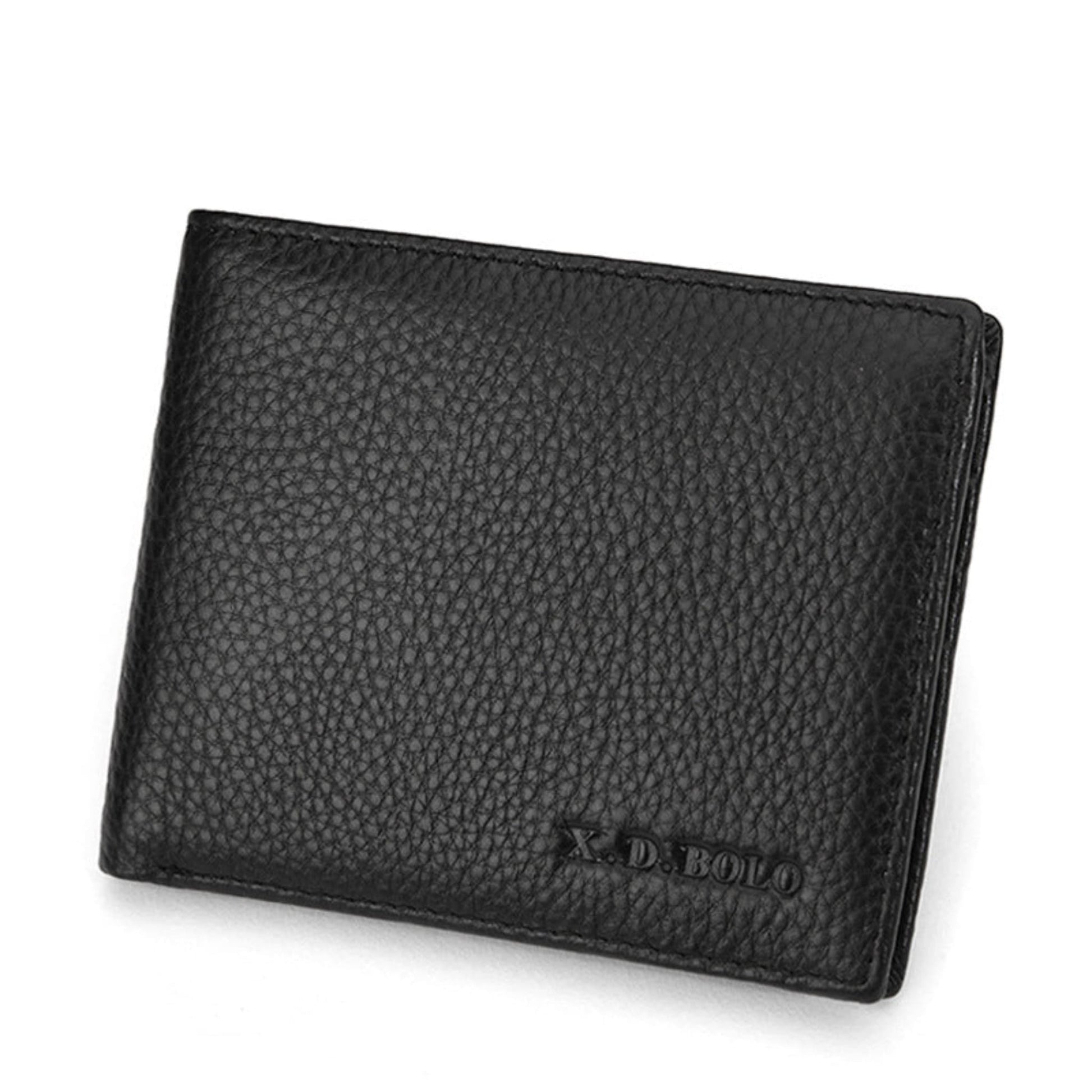 Slim Black Bifold cowhide Leather Wallet for men horizontal view | Avenue