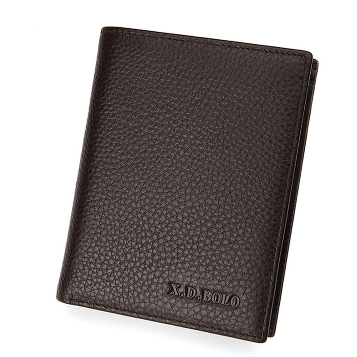Slim Brown Bifold cowhide Leather Wallet in vertical shape for Men – Front View | Avenue