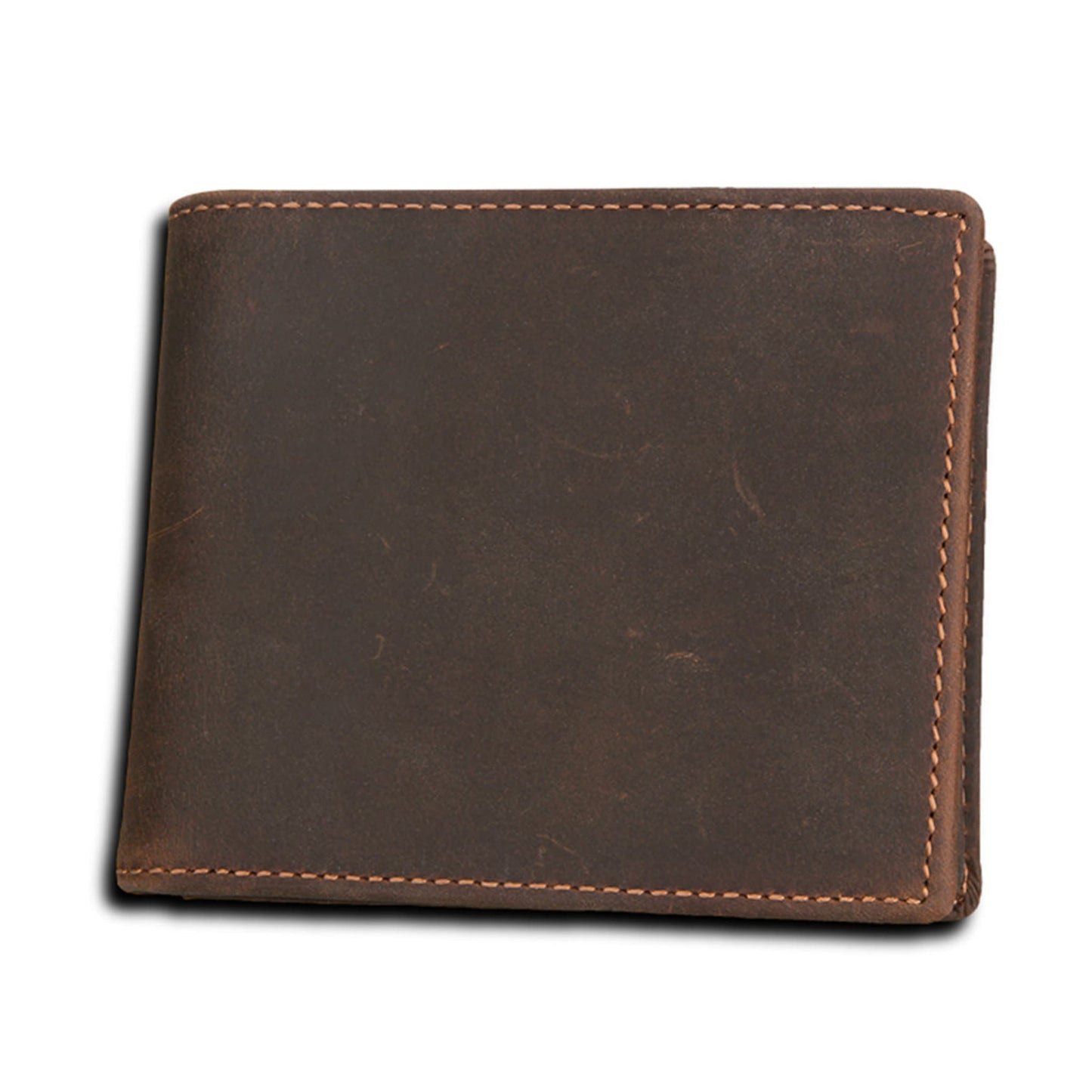 Men's RFID Blocking Crazy-Horse Leather Wallet in Brown – Front View | Avenue