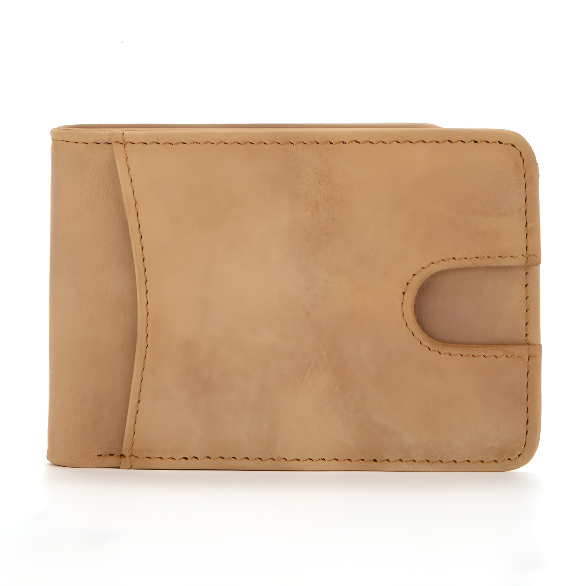 Premium Men's RFID cowhide leather wallet in Light yellow - front view | Avenue