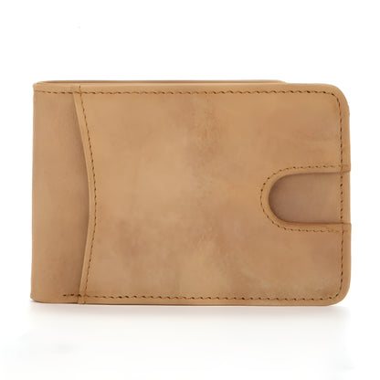 Premium Men's RFID cowhide leather wallet in Light yellow - front view | Avenue
