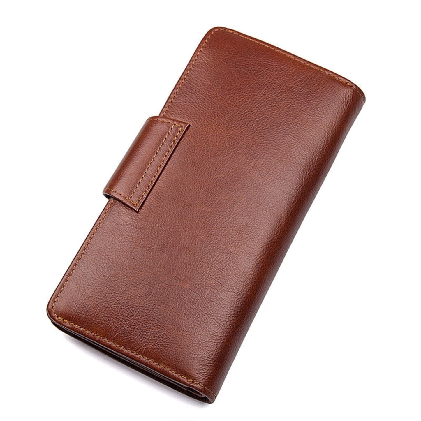 Men's premium RFID protected Maroon long leather wallet back view | Avenue