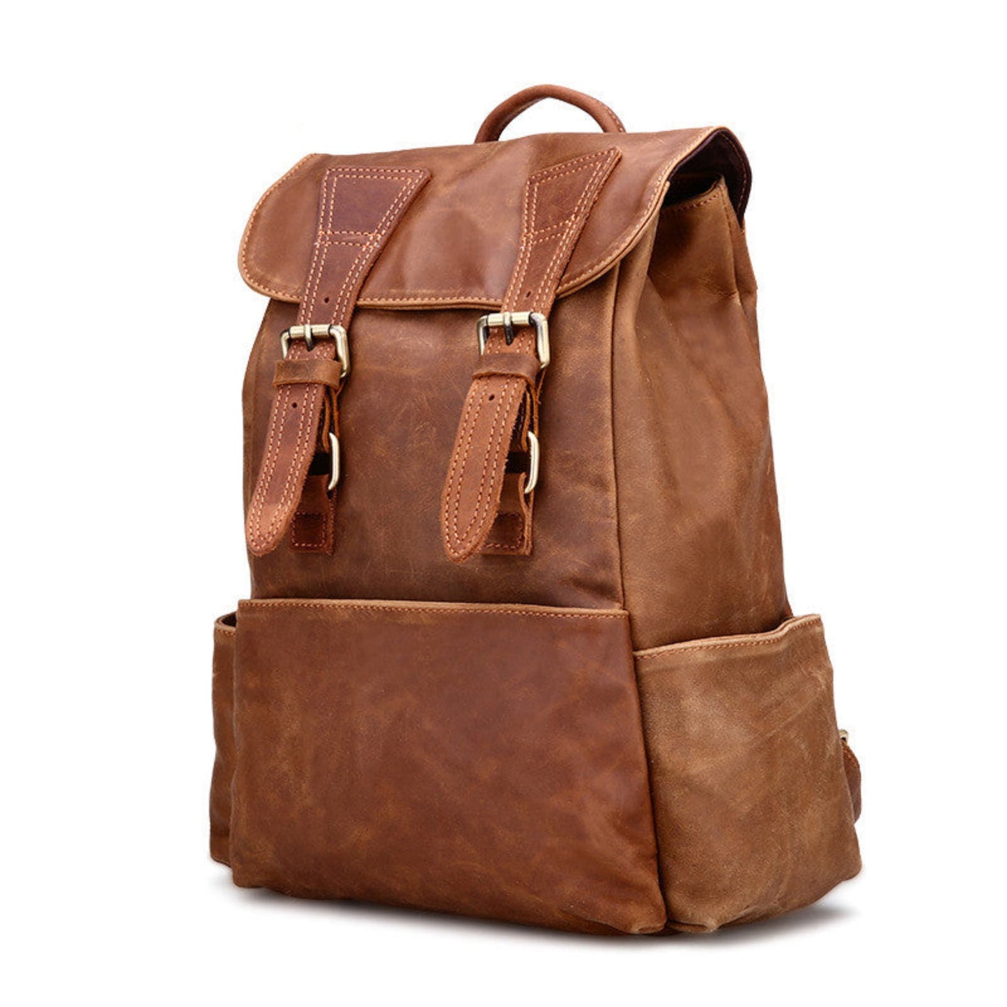 Ladies Leather Retro Backpack in Brown – Side Angle View | Avenue