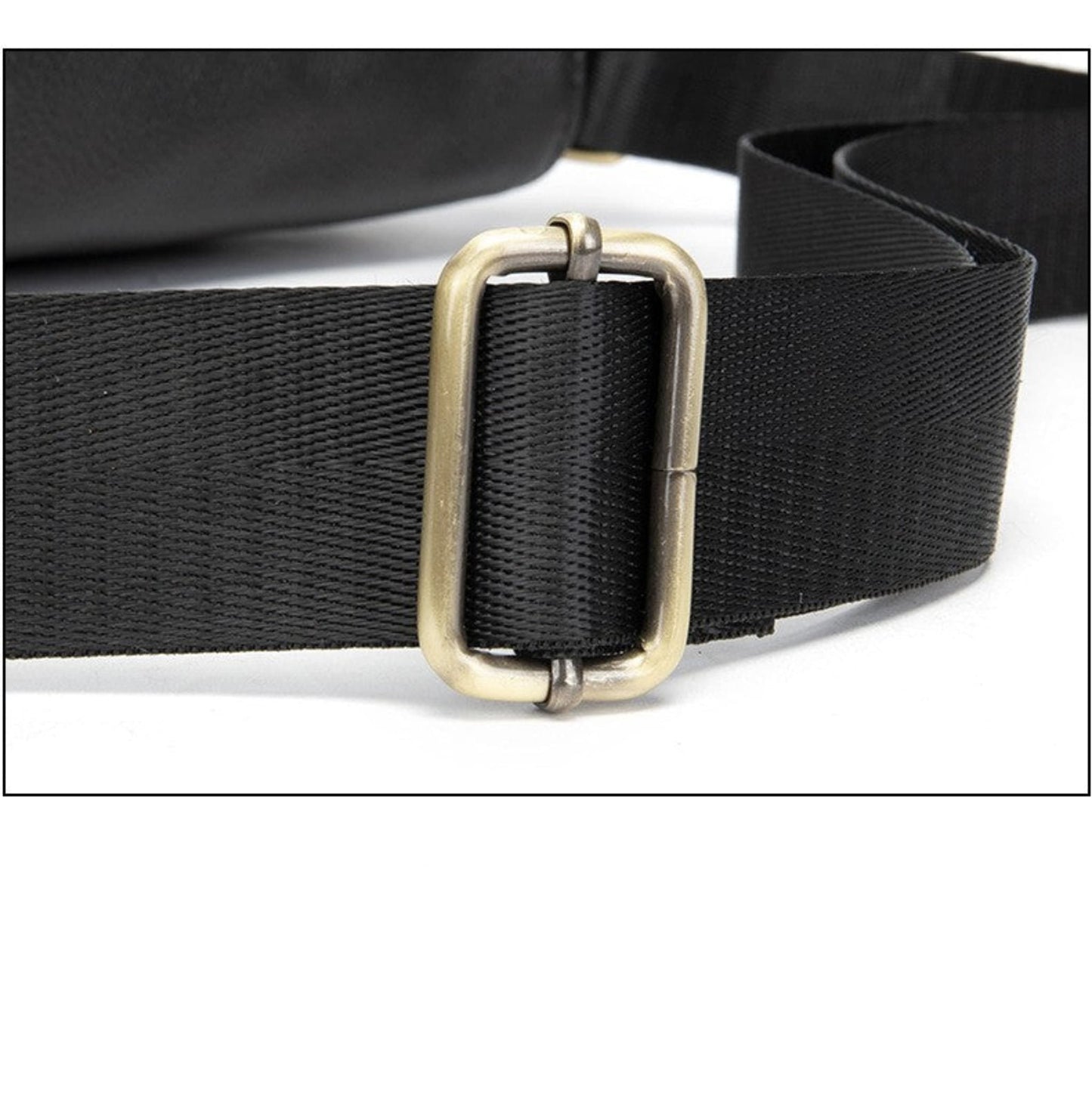 Men's Leather Shoulder Bag in Black – Avenue | Adjustable Strap with Gold-Tone Buckle Detail