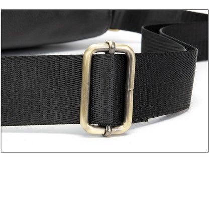 Men's Leather Shoulder Bag in Black – Avenue | Adjustable Strap with Gold-Tone Buckle Detail