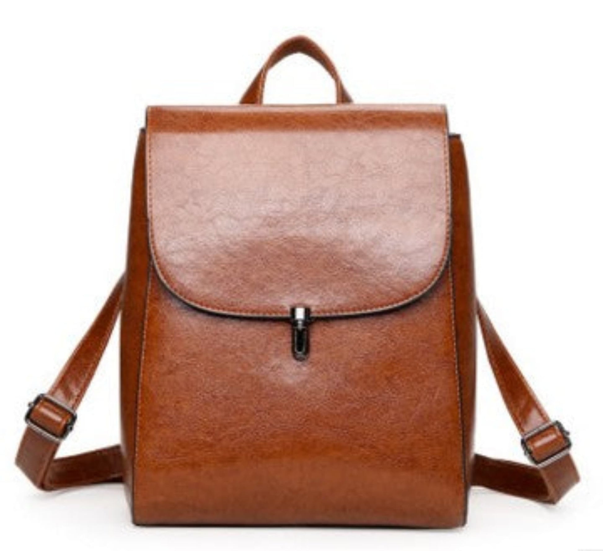 Women's PU Leather Flap Backpack in Coffee Brown – Flap Closure with Turn-Lock Clasp, Dual Adjustable Backpack Straps & Short Top Handle | Avenue