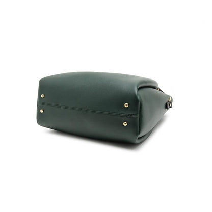 Avenue Tassel Bucket Bag for Women in Green – Bottom View Showing Gold Metal Studs and Structured PU Leather Base