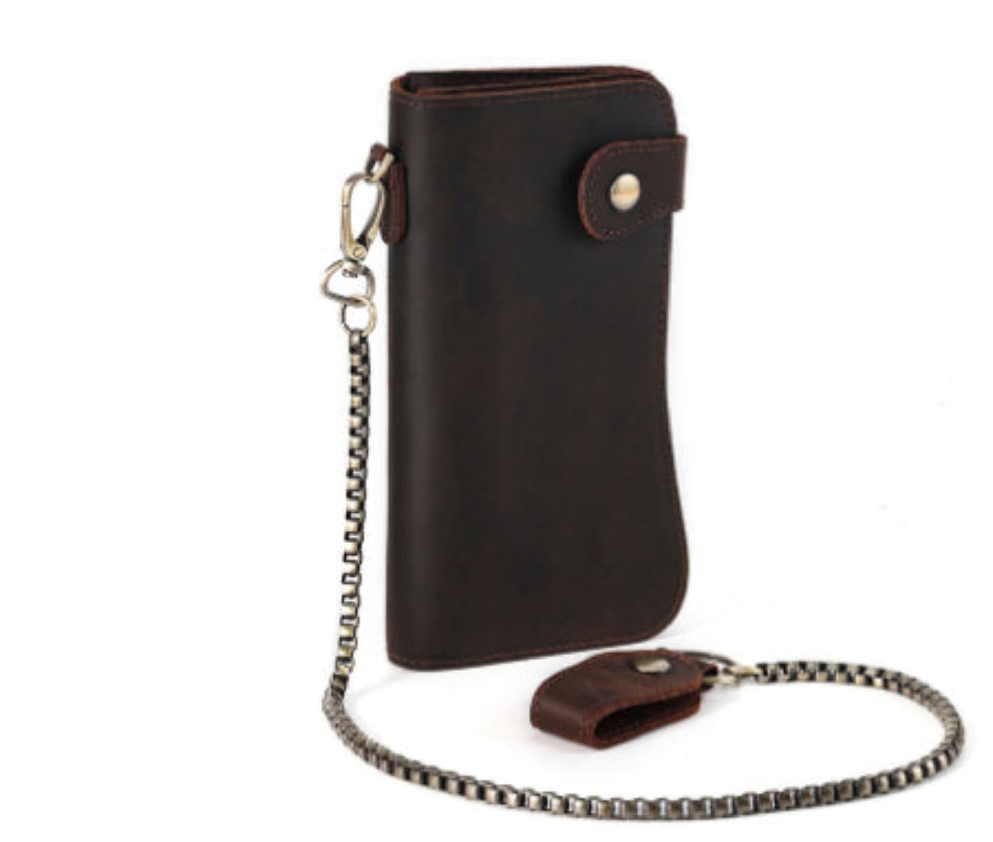 Men's RFID 2057 horse leather brown crazy horse leather retro bifold detachable wristlet wallet | Avenue