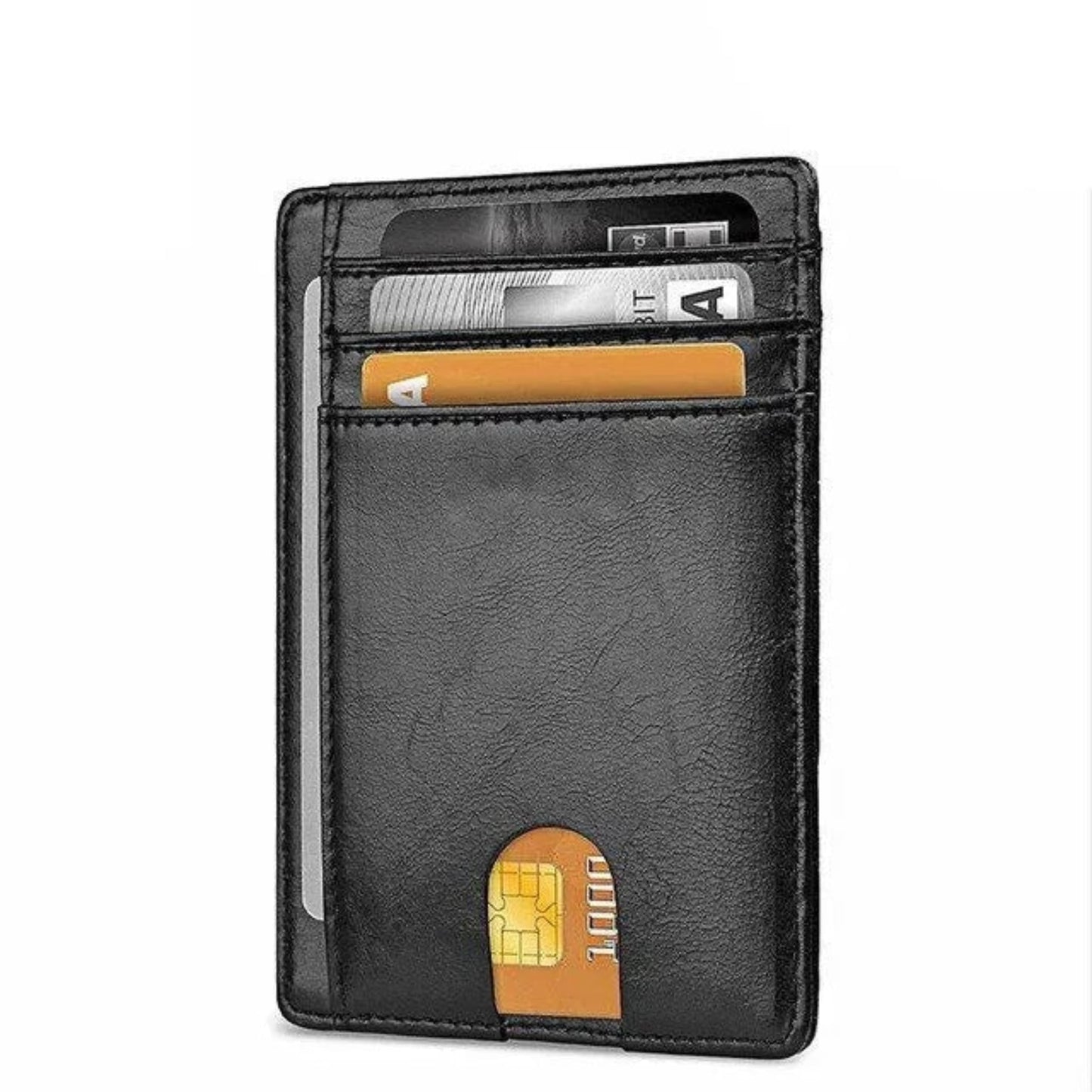 Men's RFID slim black leather wallet with card slots – Avenue