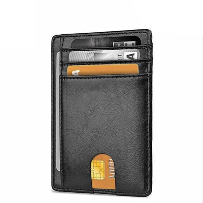 Men's RFID slim black leather wallet with card slots – Avenue