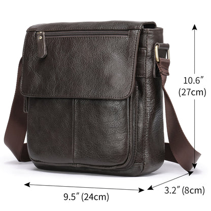 Men's Leather Shoulder Bag in Coffee – Avenue | Size Chart: 24cm x 8cm x 27cm
