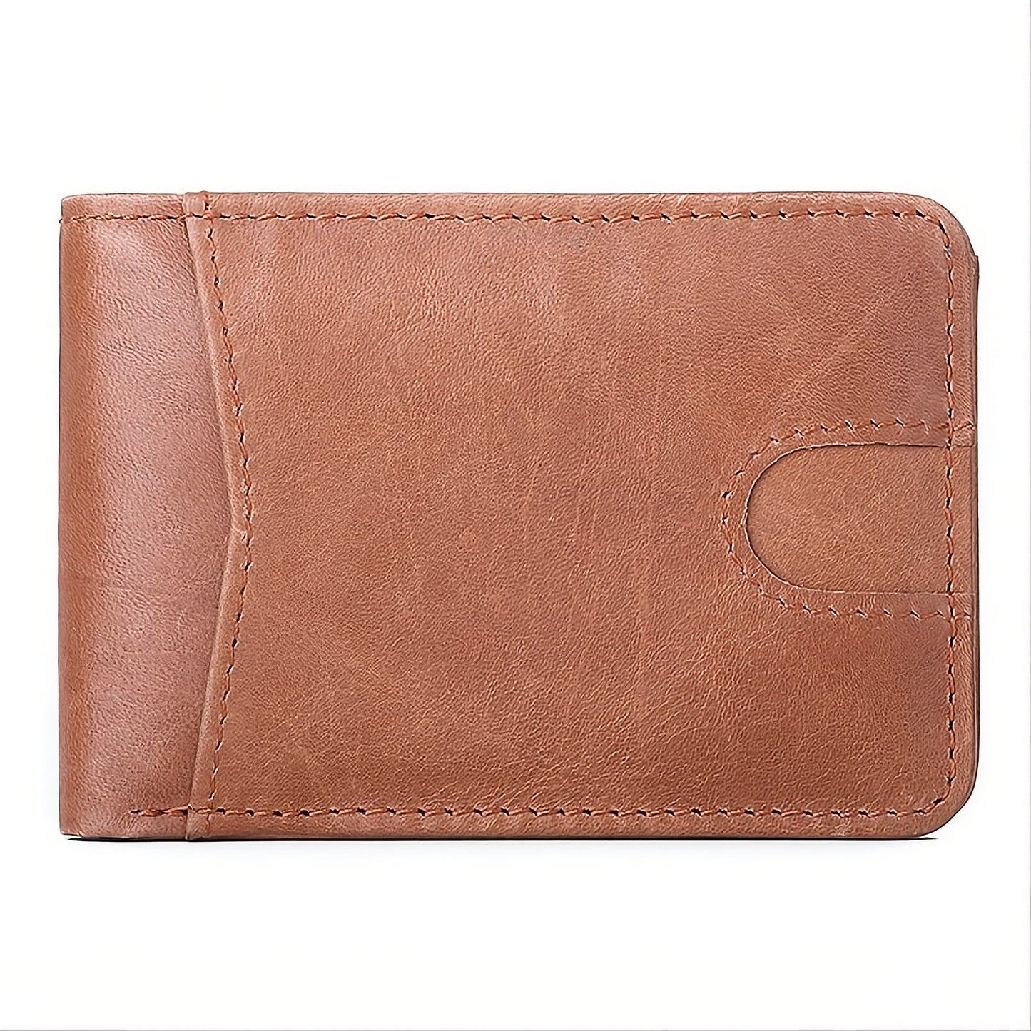 Premium Men's RFID cowhide leather wallet in Brown - front view | Avenue