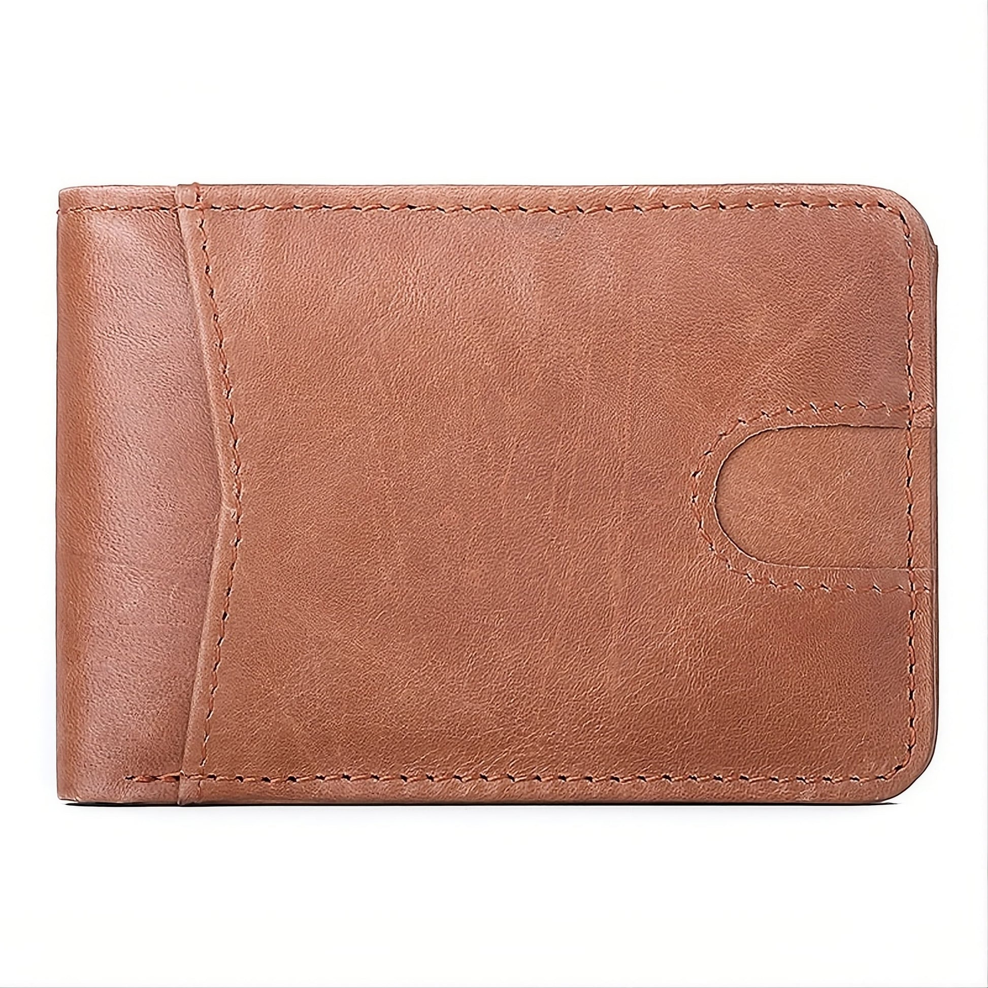 Premium Men's RFID cowhide leather wallet in Brown - front view | Avenue