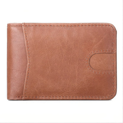 Premium Men's RFID cowhide leather wallet in Brown - front view | Avenue